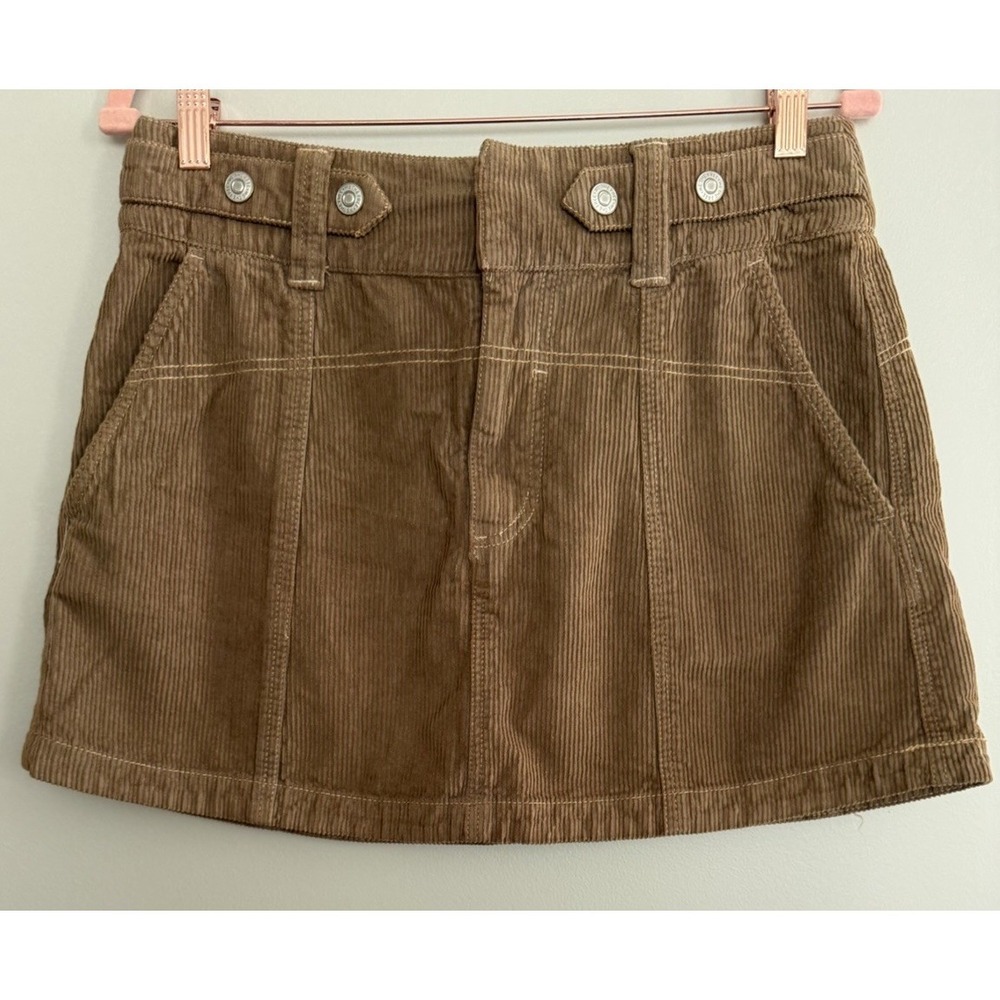 Free People We The Free Sterling Cord Mini Skirt Button High-rise Greige Size 29